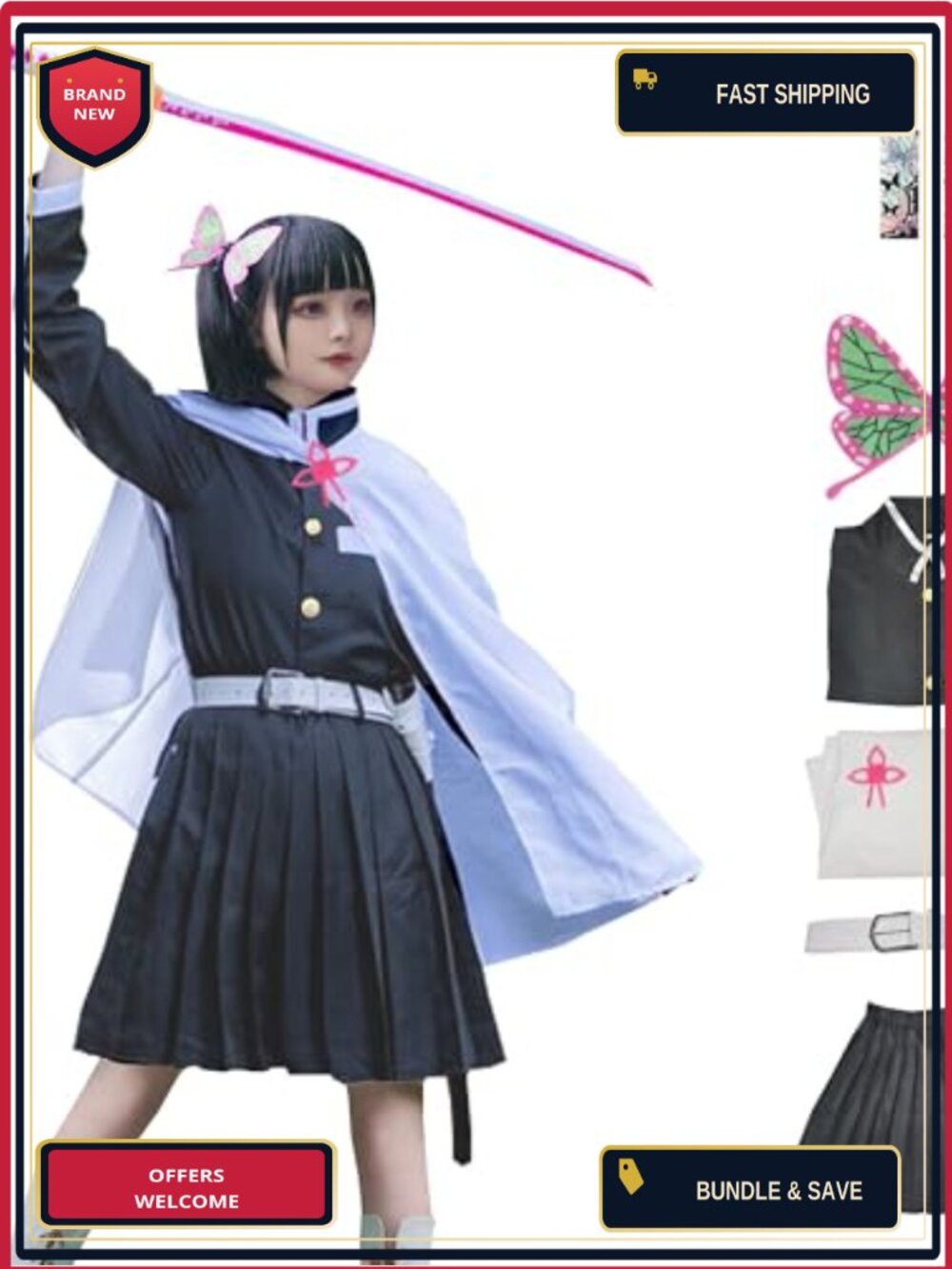 Anime Cosplay Kimono Robe 6-Piece Set with Accessories